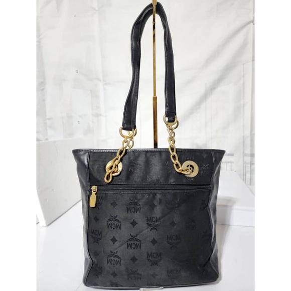 Authentic MCM Vintage Visetos Nylon Shopping Tote Bag Black - Picture 4 of 15